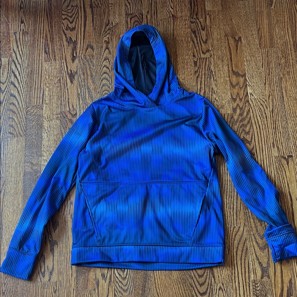 tek gear Blue Striped Hooded Crewneck Sweater